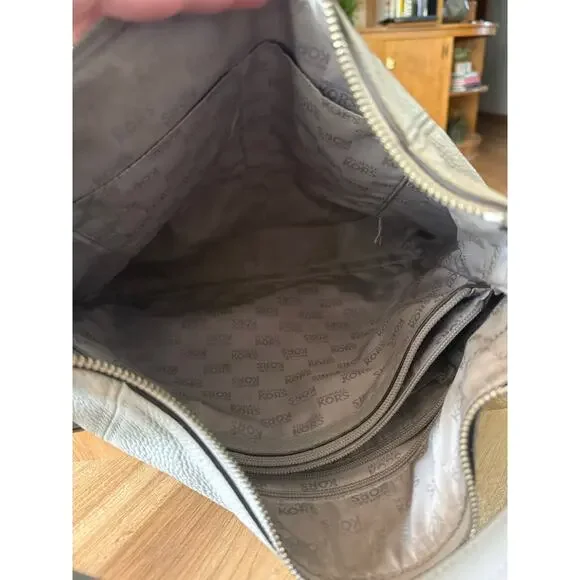 Michael Kors Anita Grey Leather Convertible Hobo Bag - Picture 6 of 10